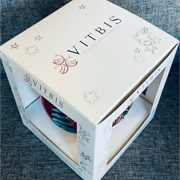 NWT Vitbis 5” Christmas Hand Painted Glass Ball Ornament - Picture 5 of 7